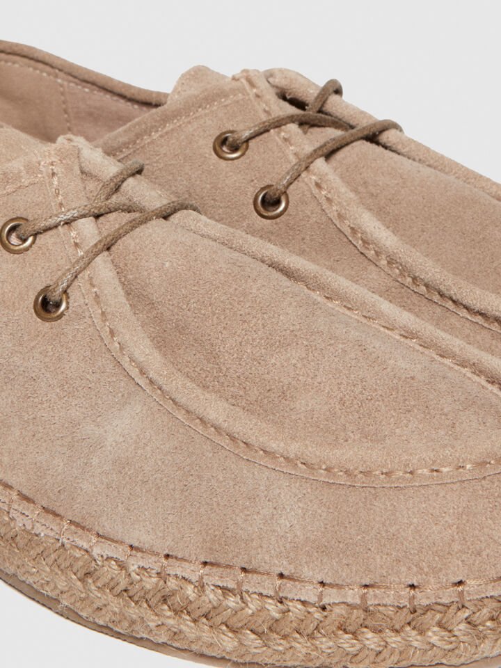Lace-up espadrilles in suede - men's shoes - Beige | Sisley image number 3
